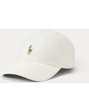Polo Ralph Lauren Casquette De Baseball En Velours Côtelé - Blanc