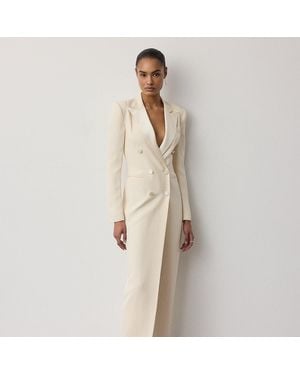Ralph Lauren Kristian Silk Tuxedo Dress - Natural