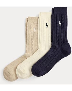 Polo Ralph Lauren Pack De 3 Calcetines En Punto De Ochos - Azul