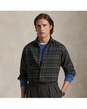 Ralph Lauren Classic Fit Plaid Brushed Flannel Shirt - Black
