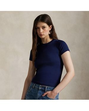 Polo Ralph Lauren Rib-knit Cotton Tee - Blue