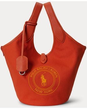 Polo Ralph Lauren Canvas Polo Play Logo Tote - Red