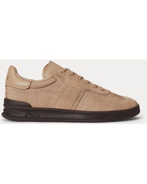 Ralph Lauren Heritage Aera Suede-Trim Trainer - Natural