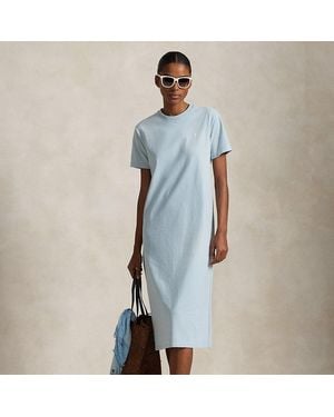 Polo Ralph Lauren T-Shirt-Kleid Aus Baumwolljersey - Blau