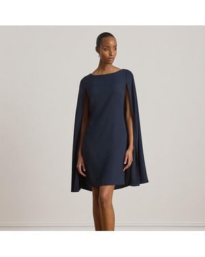 Ralph Lauren Cape Georgette Cocktail Dress - Blue