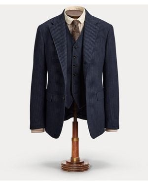 RRL Giacca in twill gessato - Blu