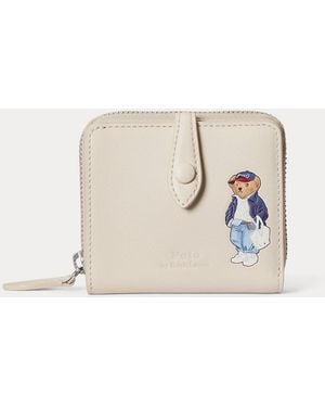 Polo Ralph Lauren Kompakte Lederbrieftasche Mit Polo Bear - Natur