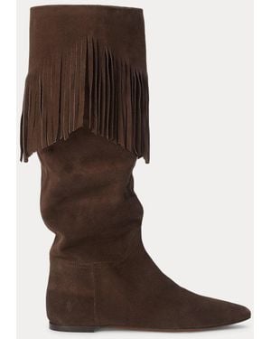 Polo Ralph Lauren Fringe-Trim Suede Boot - Brown