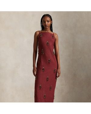 Polo Ralph Lauren Beaded Linen Dress - Red