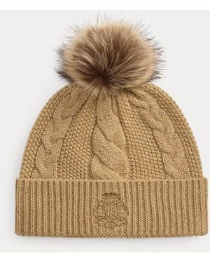 Ralph Lauren Berretto a trecce con pompon e stemma - Neutro