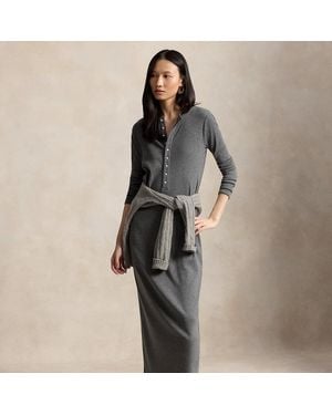 Polo Ralph Lauren Rib-Knit Henley Dress - Gray