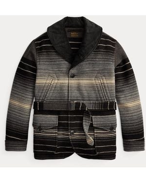 RRL Corduroy-Collar Jacquard Coat - Black