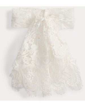 Ralph Lauren Floral Cotton Lace Jabot - White