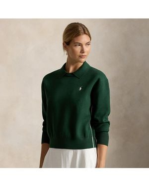 Ralph Lauren Polo-Collar Logo Pullover - Green