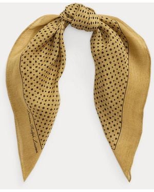Ralph Lauren Geo-Print Linen-Silk Square Scarf - Yellow
