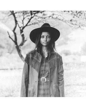 RRL Plaid Brushed Western Shirt Dress - Black