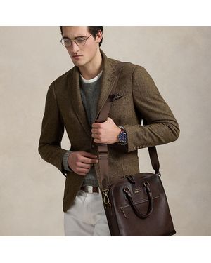 Polo Ralph Lauren Sacoche En Cuir Chagrin - Gris