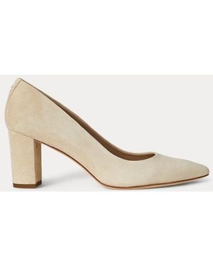 Ralph Lauren Ralph Lauren Lanette Suede Block-Heel Pump - Natural