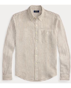 Polo Ralph Lauren Custom Fit Gestreept Linnen Overhemd - Wit