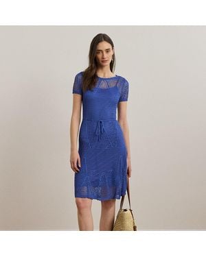 Ralph Lauren Ralph Lauren Pointelle Short-Sleeve Sweater Dress - Blue