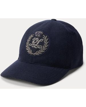 Ralph Lauren Bullion Crest Wool Ball Cap - Blue