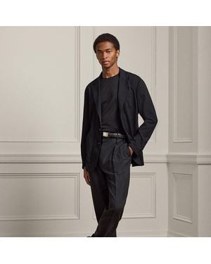 Ralph Lauren Glenn Hand-Tailored Silk-Linen Trouser - Black