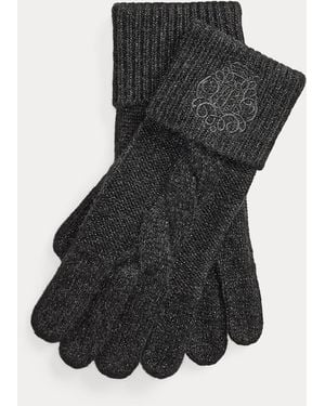 Ralph Lauren Guantes De Punto Con Escudo Bordado - Negro