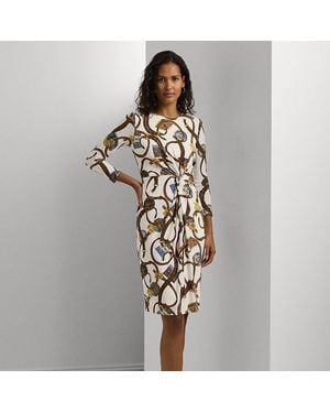 Ralph Lauren Ralph Lauren Belting-print Twist-front Jersey Dress - Metallic