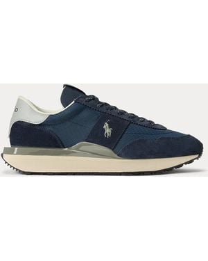 Polo Ralph Lauren Train 89 Suede And Oxford Trainer - Blue