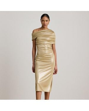 Ralph Lauren Metallic Off-The-Shoulder Cocktail Dress