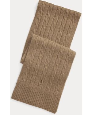Ralph Lauren Cable-Knit Cashmere Scarf - Brown