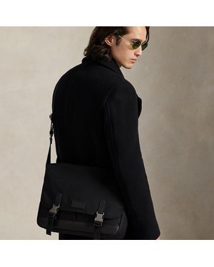 Ralph Lauren Leather-Trim Travel Messenger Bag - Black