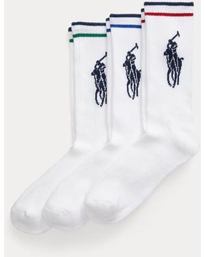 Polo Ralph Lauren Big Pony Athletic Crew Sock 3-Pack - White