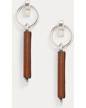 Ralph Lauren Calfskin-Trim Long Link Earrings - Natural