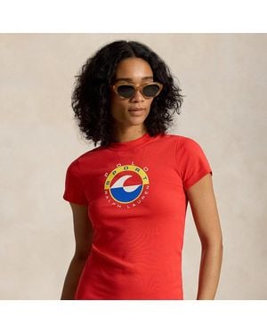Polo Ralph Lauren Wave-Logo Stretch-Cotton T-Shirt - Red