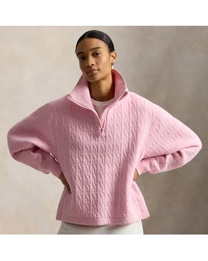 Ralph Lauren Cable-Quilted Quarter-Zip - Pink