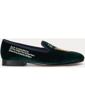 Ralph Lauren Paxton Polo Bar Velvet Slipper - Black