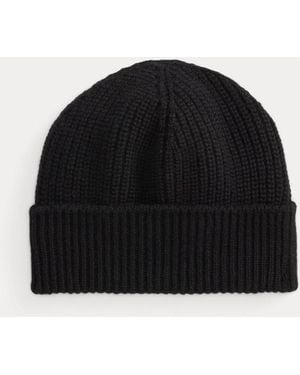 Ralph Lauren Berretto in cashmere a coste - Nero