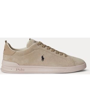 Ralph Lauren Heritage Court Ii Suede Trainer - Natural