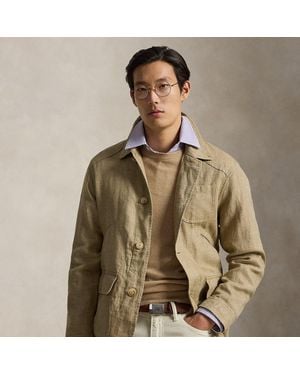 Polo Ralph Lauren Linen Herringbone Utility Jacket - Brown