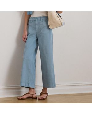 Ralph Lauren Stretch Chino Wide-Leg Cropped Pant - Blue