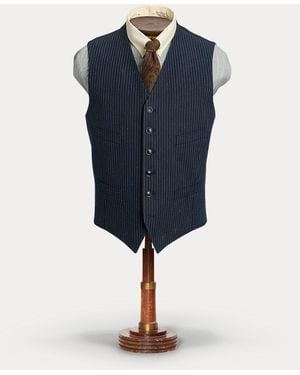 RRL Chaleco En Espiga De Rayas Índigo - Azul