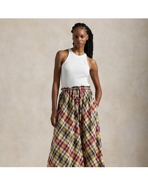 Polo Ralph Lauren Plaid Cotton Drawstring Maxiskirt - Multicolor