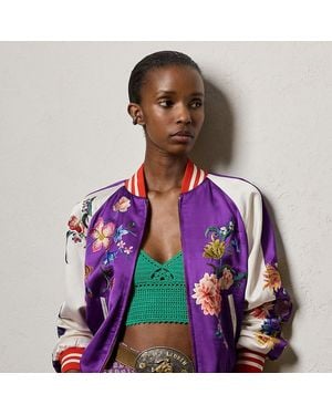 Ralph Lauren Lydiah Embellished Satin Bomber Jacket - Pink