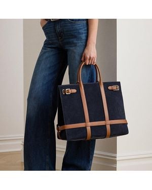 Ralph Lauren Ralph Lauren Suede & Leather Large Devyn Tote Bag - Blue