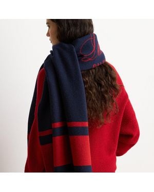 Ralph Lauren Two-Tone Crest Jacquard Wrap Scarf - Red