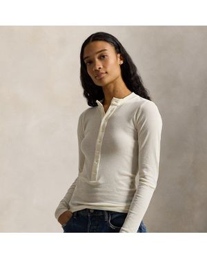 Polo Ralph Lauren Rib-Knit Crepe Henley Shirt - Natural