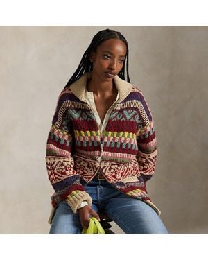 Polo Ralph Lauren Geometrisch Vest Met Sjaalkraag En Rits - Rood