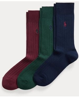 Polo Ralph Lauren Cotton-Blend Trouser Sock 3-Pack - Blue