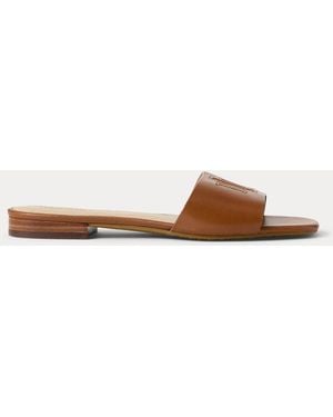 Ralph Lauren Everley Calfskin Slide Sandal - Brown